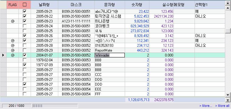 Winvader Component 6-4 / ExtGrid Sample #5 Multi Record Transaction 기능 다중레코드에대한데이터입력, 수정, 삭제작업처리시내부데이터 Cash 를사용하여로컬에서데이터관리를한후, 최종데이터반영요청시변경된데이터에대한 One Click Multi Record Transaction 기능을수행하여,