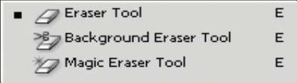 Eraser Tool: 붓으로페인팅하듯지우면배경색으로채워진다.