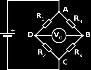 of a bridge circuit, one leg of which includes the