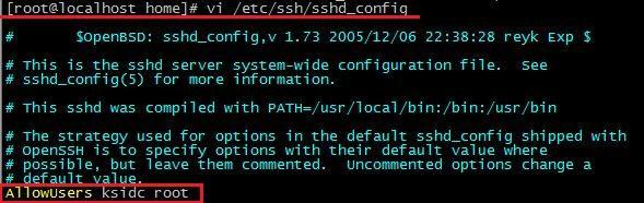 2 SSH 접속계정제한 : SSH 으로접속할수있는사용자계정을제한 root@localhost# vi /etc/ssh/sshd_config AllowUsers [ 사용자계정명 ], 내용추가 root@localhost#
