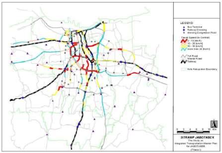 교통문제의현황 교통혼잡문제 자카르타의교통문제 02 Peak Time 의평균통행속도 출처 : Integrated Transport Study of