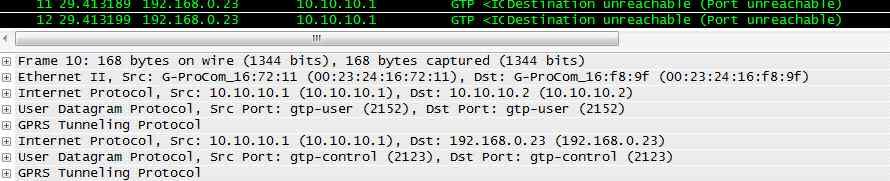 ( 그림 32-3) GGSN 에서의 Routing fail 메시지화면 마.