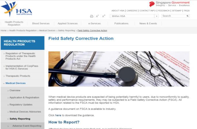 Definition and classification of medical device recall EU member: Field Safety Corrective Actions.