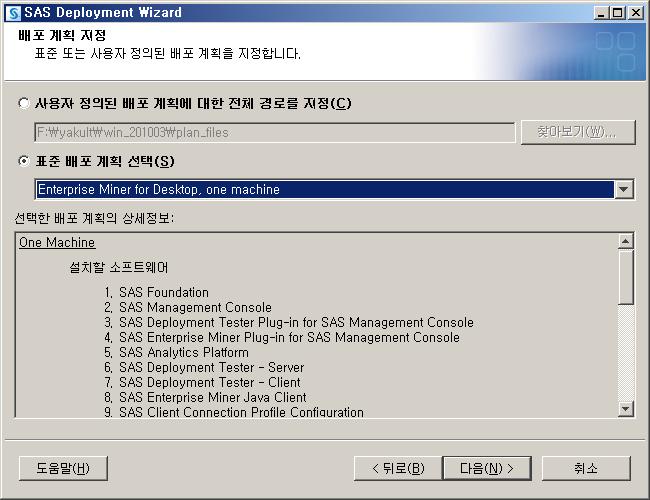 라. SAS Enterprise Miner For Desktop 설치 6) 배포계획지정 (6/23) -