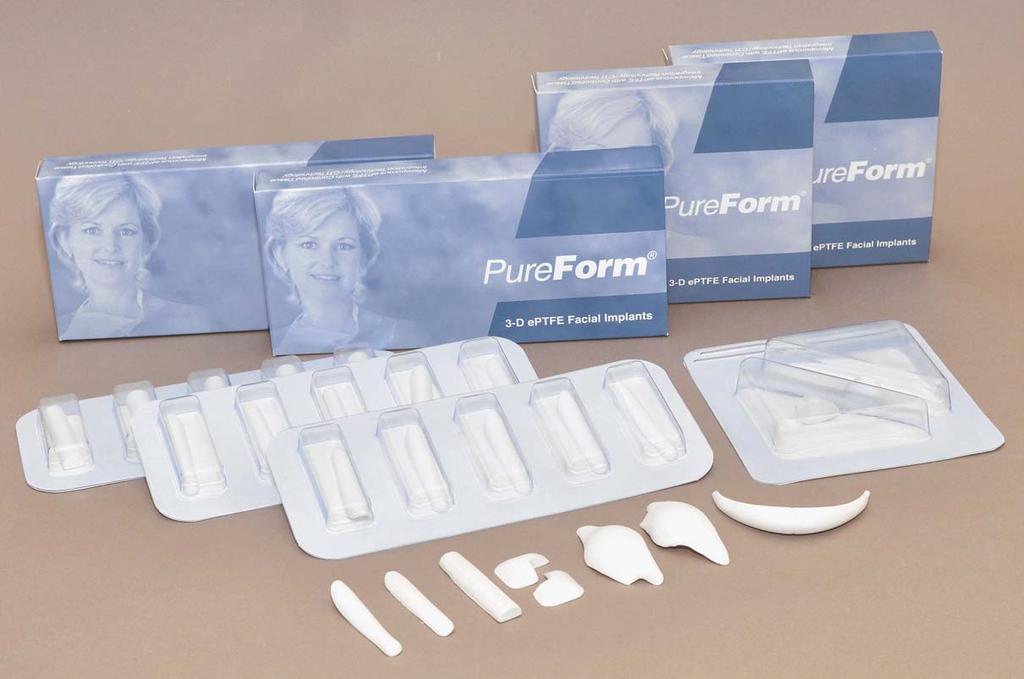 PureForm Pre-formed 3-D eptfe Facial Implant 본 PureForm 안면보형물은생체적합한 eptfe (Expanded Polytetrafluoroethylene) 재질로구성된제품이며, 안면연조직의재건및복원등에다양하게적용가능한제품입니다.