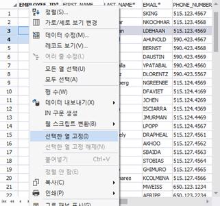 SQLGate for Oracle Developer User Guide 101 선택한열고정하기데이터그리드에서선택한열로고정하기를설명합니다. 1. 오라클데이터베이스에접속합니다. 2. 주메뉴파일 > 새로만들기 >SQL 편집기를실행합니다. 또는새로만들기도구모음에서 SQL 쿼리편집기를클릭하거나 Ctrl+N 를누릅니다. 3. SQL 을작성합니다. 4.