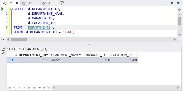 SQLGate for Oracle Developer User Guide 55 5. 데이터탭에서쿼리실행결과를확인합니다. [ 편집창과그리드분리하기 ] 6.