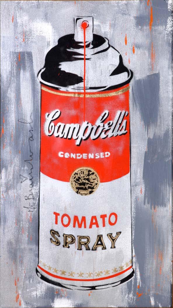 Tomato Spray Stencil, acrylic and spray