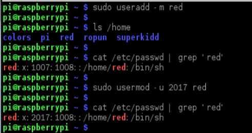 1. 사용자계정관리 ( 계정정보변경 ) u 사용자 UID 변경 usermod $sudo usermod -u <UID>