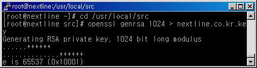 발급 1 개인키생성 Openssl 명령어를이용하여웹서버의 RSA키 (1024비트암호화 ) 를생성합니다.