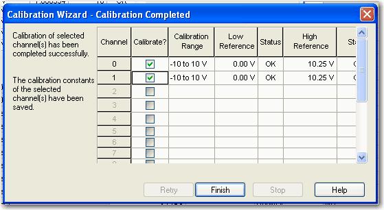 11 장 ControlLogix 아날로그 I/O 모듈캘리브레이션 9. Next( 다음 ) 를클릭하십시오. High 기준에대해캘리브레이션한후 Results( 결과 ) 마법사에각채널의상태가표시됩니다.