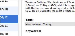 Mendeley 에저장된논문의상세정보 (meta-data) 에 tag 를삽입하여관리가능 Tag