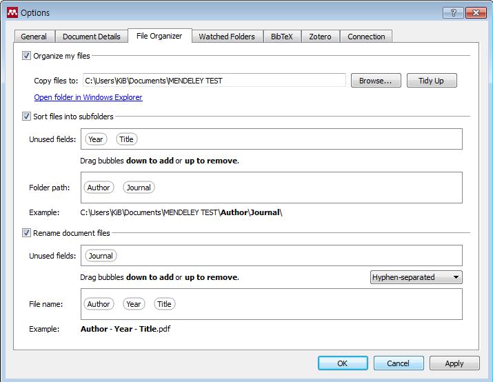 기타 Option File Organizer Tools -> Options