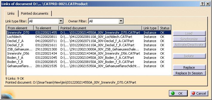 Instance Links Are used when creating an assembly, representing structu ral information about the CATProduct to