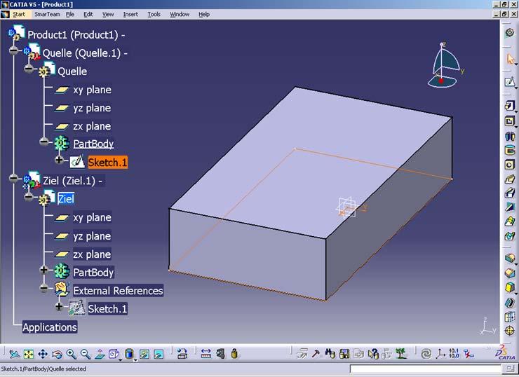 (CATIA V5 Relational Design) CCP- Links (Cut Copy Paste) Similar to CATIA V4 Link between Parts Without context to a