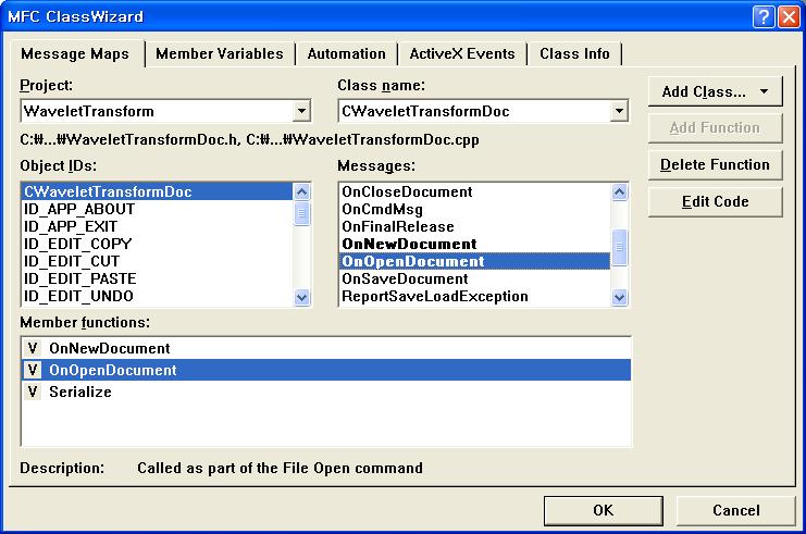 Section 03 파일입 출력설정하기 ➊ Visual C++ 프로그램에서 [View]-[ClassWizard] 메뉴클릭 ➋ [MFC ClassWizard] 대화상자의 Class name