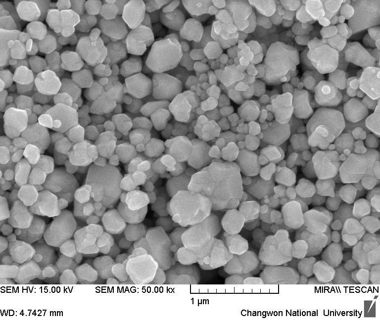SEM images ( 50,000) of the silver nanoparticles synthesized with different molar ratios in TOP : Ag-TOP1 (1 : 10), Ag-TOP2
