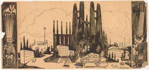 Cemetery, 1916 Watercolour and Indian ink on rice paper, 28.