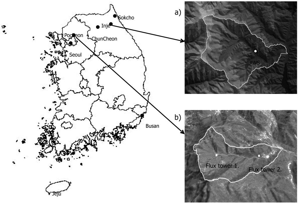 Lee : Evaluation of a Hydro-ecologic Model, RHESSys (Regional Hydro-Ecologic Simulation System)... 249 et al. 이한 두 소유역에 RHESSys를 적용 및 평가함으로써 RHESSys의 다중소유역 확장가능성과 문제점을 평가 하였다.