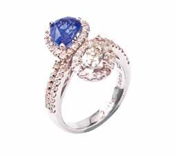 65g Natural Blue Sapphire, Natural Diamond, 18K White Gold Main stone: Blue Sapphire 1pc (Total: 2.