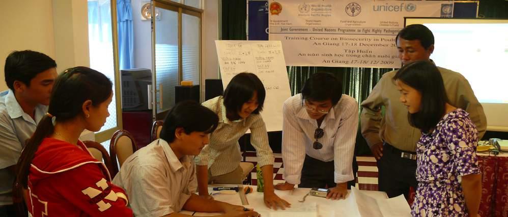 FAO Các hoạt động nhóm có sự tham gia được tiến hành trong khóa tập huấn về an toan sinh học tổ chức tại An Giang, 2009 Tình hình giai đoa n 2006-2010 Ở giai đoa n 2006-2010, các dự án cu a Chương