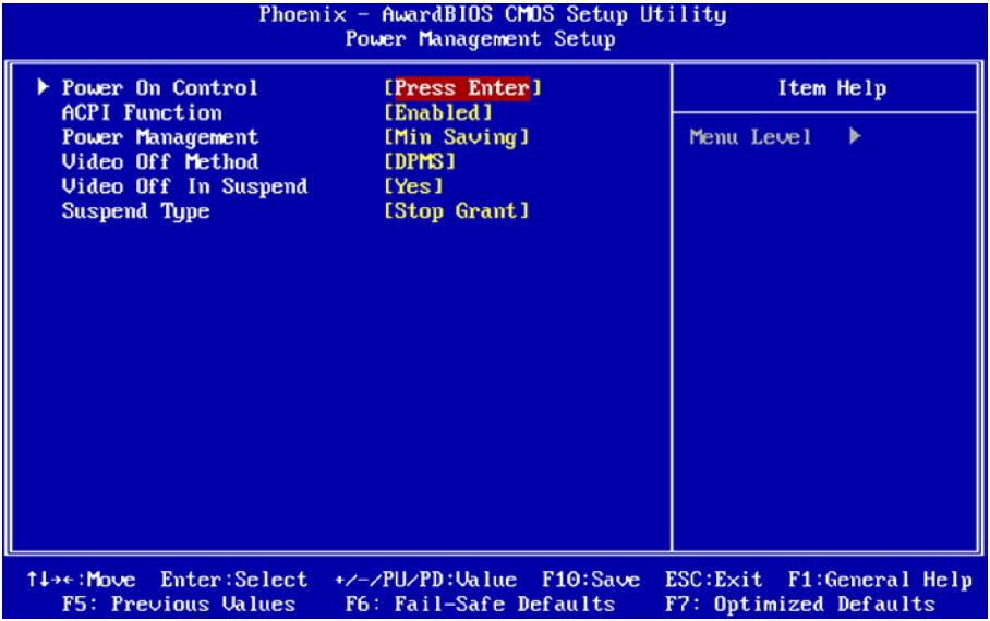 Power Management Setup Power On Control Soft-Off by