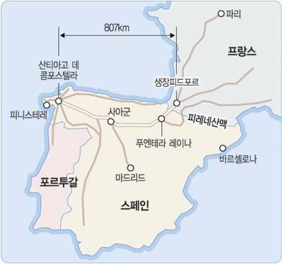 산티아고는스페인어로예수님의 12사도중한분인야고보 ( 장야고보 ) 를뜻하며, Compostela는라틴어로 Campus stellae( 별 ) 또는 Compositum( 묘장 ) 을의미하여캄푸스스텔라 (Campus Stellae) 는흔히 별들의벌판 으로부른다.