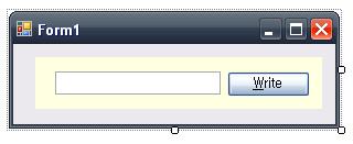 그림 2 MemoWriter 사용자정의컨트롤 MemoWriter 는사용자로부터메모를입력받는간단한기능을하는컨트롤입니다. 이 컨트롤을가지고있는폼역시아주단순합니다. ( 이하이윈폼을 Form1 이라고 하겠습니다.) 그림 3 Form1 윈폼클래스 사용자가텍스트박스에메모를입력하고 Write 버튼을클릭하면입력한메모를 메시지박스로띄우는기능을구현하고자합니다.