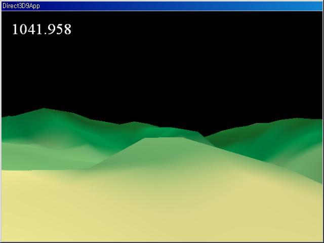 Sample: Terrain Setup ( ) Terrain* TheTerrain = 0; Camera TheCamera(Camera::LANDOBJECT); FPSCounter* FPS = 0; bool Setup() // Create the terrain. D3DXVECTOR3 lightdirection(0.0f, 1.0f, 0.