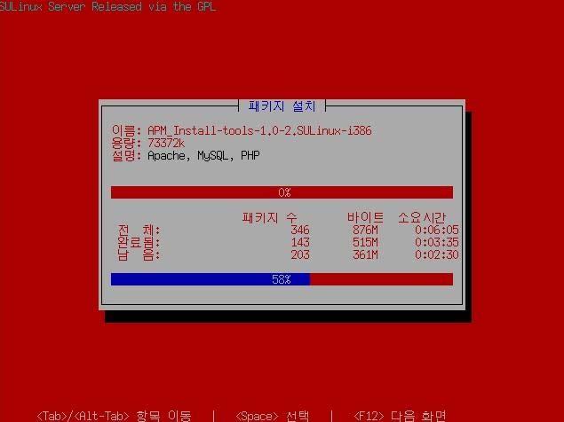 [ 그림9] 포맷및패키지설치설정화면 SULinux 에서제공하는패키지중중요패키지두가지가있습니다.