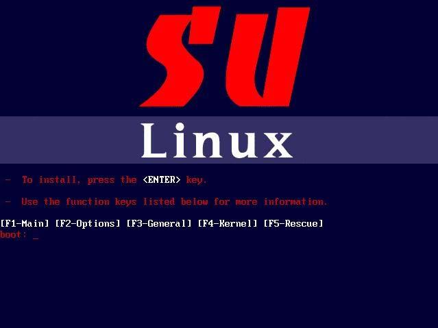 위의단계를통하여 SULinux 있습니다. 설치및서비스를위한준비까지누구나아주간편하고쉽게완료할수 CMOS에서부팅순서를변경하셨다면 SULinux 1.0 Server CD를 CR-ROM 에넣고부팅합니다. 아래와같은화면을보게된다면 CD 부팅이정상적으로이루어진것입니다.