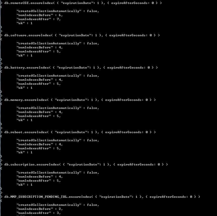 Figure 25. Mongo DB Script 내용복사후실행화면 4.2.5 mongodb 설치테스트 설치가완료되었다면 Mongo DB client program인 robomongo 를통해 Mongo DB에접속해제대로설치되었는지확인해볼수있다. 아래의절차를따라 Robomongo를설치하고테스트를진행한다.