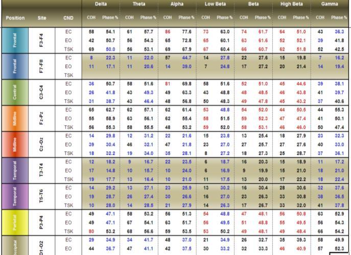 <synchrony coherence 평가 > <amplitudes & percentages map> 나.