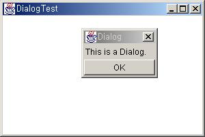4.4 다이얼로그 59 예제 : DialogTest.java 1 import java.awt.