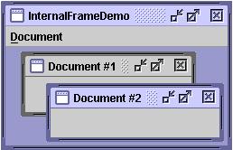 8.4.5 내부프레임 (JInternalFrame) 내부프레임 MDI(Multiple Document Interface) 형태를지원하기위한 GUI 컴포넌트 형태 내부프레임사용예