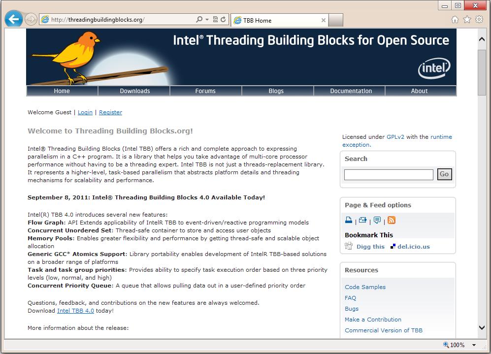 TBB 다운로드사이트 www.threadingbuildingblocks.
