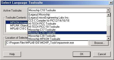 Microchip C18 Toolsuite OK Set Language