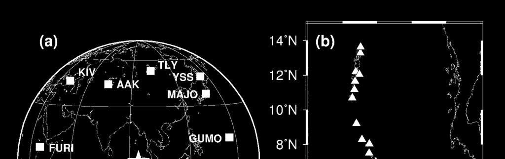 Location of stations included in inversion 3 component