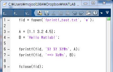 MATLAB Programming Low Level File I/O fprintf 함수