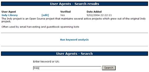 사용자가 Agent를추가할수도있으며적당한카테고리에 Insert Item" 을이용하여키워드를입력하면된다. 현재 Robots.
