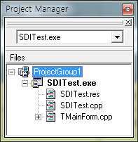 exe 인경우 D:\C++ Builder Projects\SDITest 와같이만듦 첫번째저장다이얼로그는 unit 의저장» SDI 의