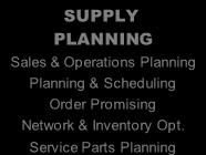 VMI SUPPLY PLANNING Sales & Operations Planning Planning & Scheduling Order Promising Network & Inventory Opt.