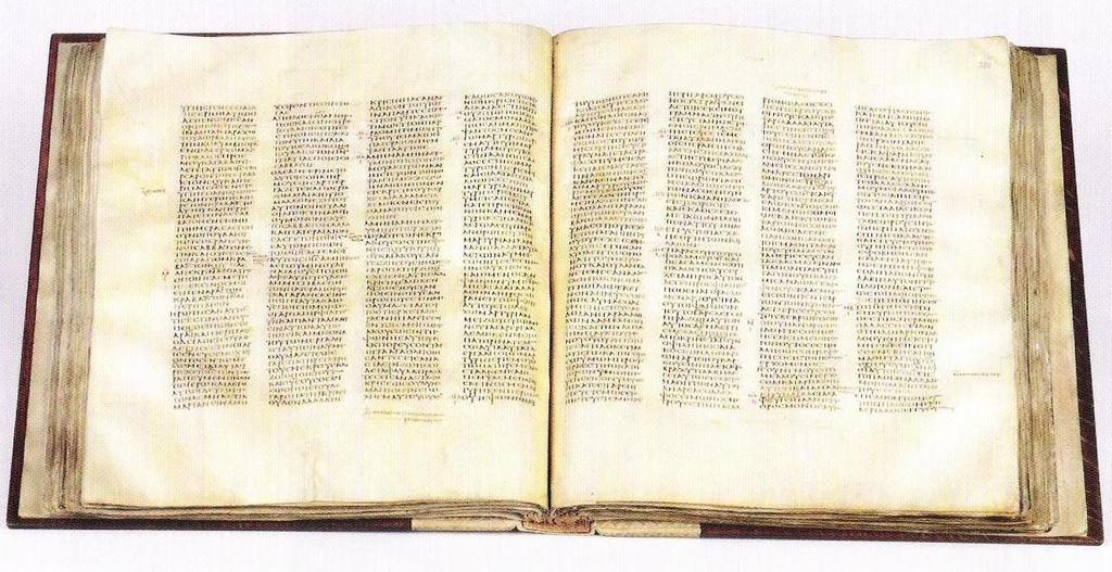 < 서평> Codex Sinaiticus: The Story of the World s Oldest Bible / 신현우 207 시내산사본의크기는한쪽이가로 43cm이며세로 38cm 로서(8), 현존하는 헬라어성경사본들중에서가장크다(2). 이사본에사용된양피지의두께는평 균 116.2 마이크로미터로서지금까지사용된양피지들중에가장얇다(2, 46).