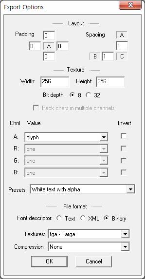 Options Export options 를실행하여아래그림과같이설정한다.