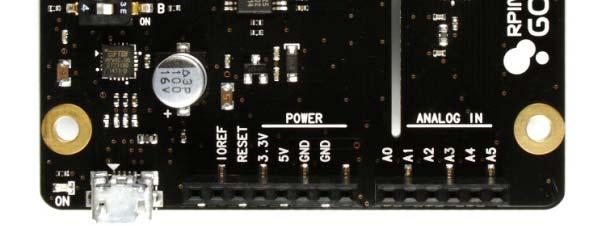 LED 지원 (POWER, LOAD, RX, TX) 전원보호용퓨즈장착 ( 라즈베리파이 1100mA / RPino GOGO PLUS 750mA)