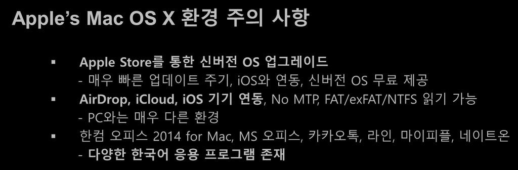 PC 와는매우다른환경 한컴오피스 2014 for Mac, MS 오피스, 카카오톡,