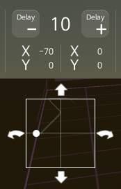 4. 조종환경설정 고유조종수치변경 상단의딜레이기능은디지털방식에지연되는값을입력하는것으로, 디지털방식의키 보드로조종시급격하게변동되는값을부드럽게완화시켜주는기능을한다. 키보드의 +, - 키로조작하며화면의버튼 (UI) 을클릭하여값을조종할수도있다. 버튼을눌렀을때, 실제조작되어지는각각의축들의값을아래의 X, Y 값의변화로확인 할수있다.