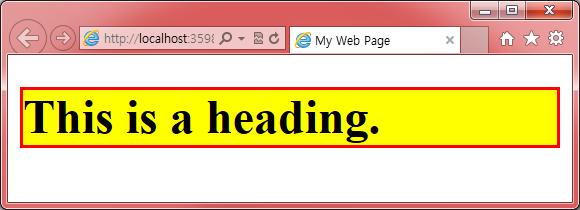 예제 <!DOCTYPE html> <html> <head> <title>my Web Page</title> <style> h1 { background-color: