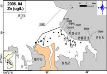 Fig. 2 Distribution of dissolved metals in surface waters of the Lake Shihwa and adjacent sea Total Cd (ug/l) Total Ni (ug/l) Total Fe (ug/l).12.1.8.6.4.2 2 4 6 8 1 12 14 16 18 2 1 8 6 4 2 26. 4 26.