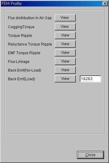 5.5 FEM Profile(Output tab.) 에서의결과보기 FEM 에서 FEM Profile 를누르면 FEM Profile 이라는창이뜬다. Fig. 3.47. FEM output.